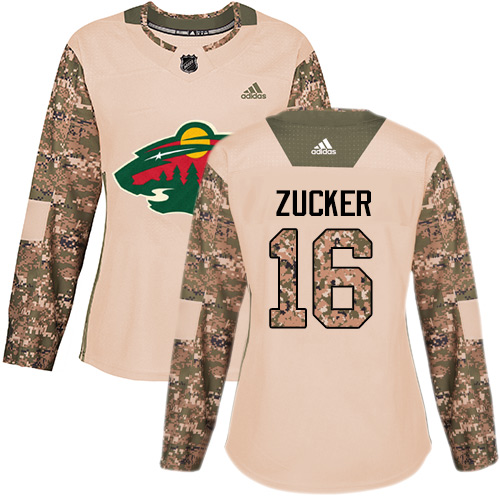 Adidas Wild #16 Jason Zucker Camo Authentic Veterans Day Women's Stitched NHL Jersey